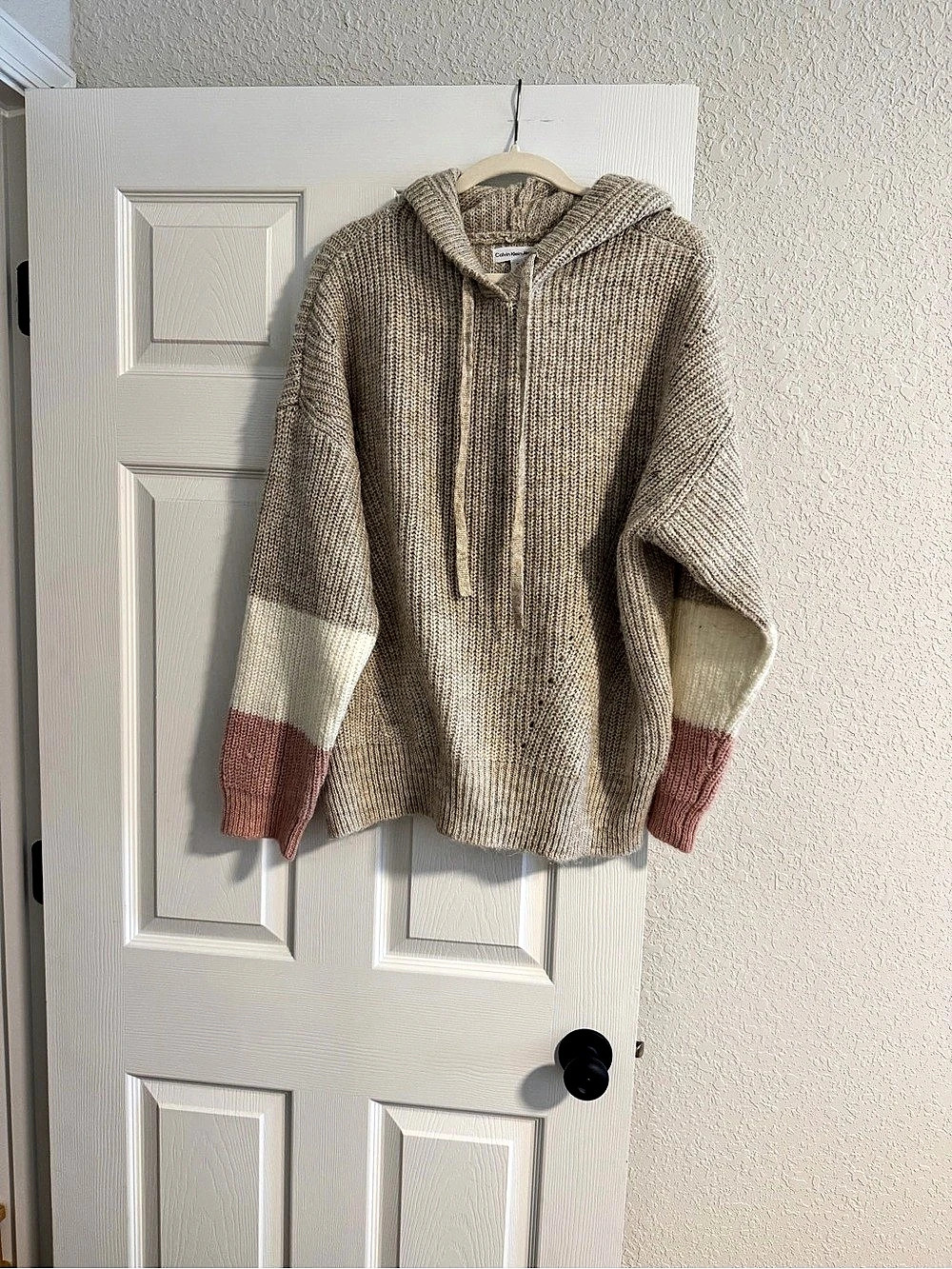 Calvin Klein Jeans Color Block Hooded Sweater Size Medium